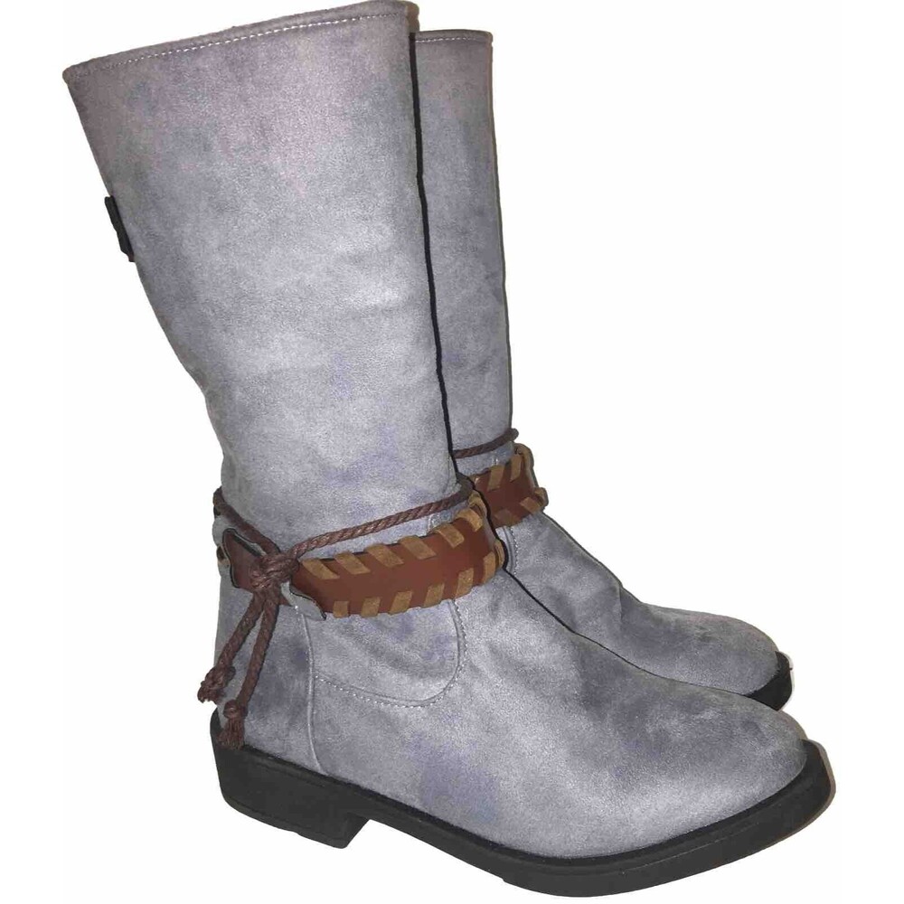 Ahongm Fashion Womens Lt Blue Faux Leather Cowgirl Boots Sz US 8.5 EU 39 Western